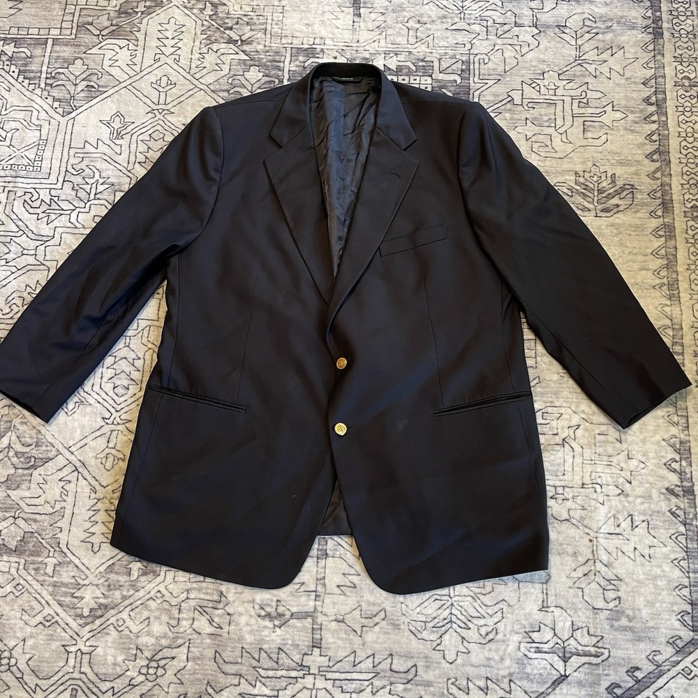 Brooks Brothers County Club Blazer Loro Piana Mens 50R Navy Wool Gold Buttons